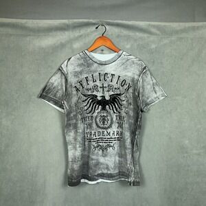 Vintage Y2K Affliction t shirt mens Size Large Faded Grey Eagle Grunge MMA